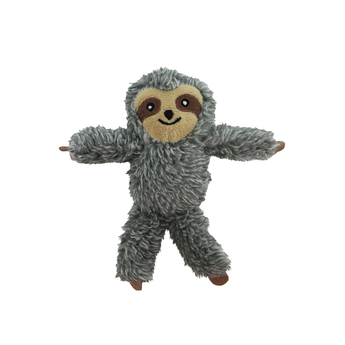 A small Ancol plush sloth toy with shaggy blue-gray fur, with a tan face and brown eyes, shown against a plain white background.