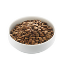 White background with a white bowl of Edgard & Cooper dry puppy food pictured.