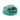 A Nina Ottosson teal pet slow feeder bowl with a clear plastic rolling tube and brown kibble food visible inside, shown on a plain white background.