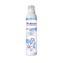 White background with a bottle of Protexin DermalEase Mousse picutred. On the box is an outline of a cat and dog. Text on the box reads 'DermalEase Mousse, Maintains healthy, hydrated, & nourished skin, for dogs and cats'.