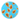 Blue circular cooling mat with orange papaya fruit pattern on a white background.