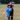 Chocolate Labrador carrying a blue and white Ancol Made From Jelly Fish dog toy, pictured outside on grass.
