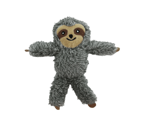 A small Ancol plush sloth toy with shaggy blue-gray fur, with a tan face and brown eyes, shown against a plain white background.