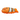 White background with a orange and white Bite Force Clown fish Dog Toy with stitched eye and smile details laying flat.