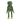Back view of frog shaped dog toy with a long arms and legs, a green and black stripy body, arms and legs with a solid green hands and feet pictured on a white background.