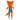 Rear view of orange plush fox toy with long legs and arms, with a black and white geometric patterned body and orange tail pictured on a white back ground.