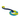 White background with a turquoise and yellow Coachi Tuggi Helix toy with a blue bungee handle.