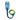 White background with a turquoise and yellow Coachi Tuggi Helix toy with a blue bungee handle, attached to a blue cardboard tag.