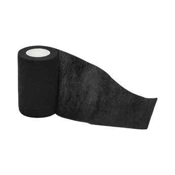 White background with a 7.5cm black CVET Cohesive bandage pictured.