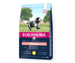 Eukanuba Caring Medium Senior Dry Food Chicken on white background