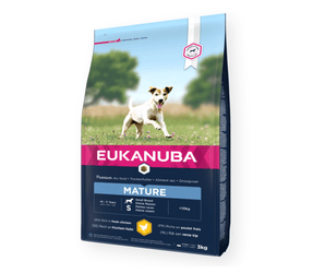 Eukanuba Thriving Small Mature Dry Food Fresh Chicken on white background