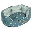 Pet bed with bird pattern on a white background