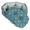 Pet bed with bird pattern on a white background