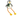 White background with grey and cream penguin with long orange and yellow rope legs wearing a green scarf.