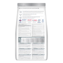 Back view of bag of Hills Science Plan cat dry food packaged in a white bag on white background.