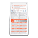 Back view of bag of Hills Science Plan dry dog food packaged in a white bag on white background.