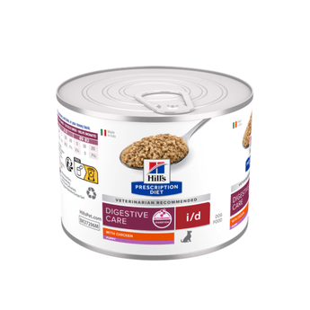 A can of Hill's Prescription Dilt Digestive Care wet cat food with chicken flavor, shown on a plain white background.