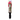 Long giraffe patterned kickeroo cat toy with a black fluffy tail attached, backed on a red cardboard packaging. Pictured on a white background.
