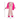 Pink soft fabric and rope Rabbit KONG Dog Toy with a bright pink eyes, ears and feet with measurements underneath and to the left, indicating height 19.5" and width 8.5".