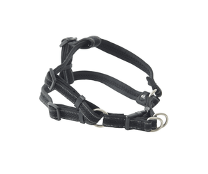 White background with a small BUSTER Reflective Mesh Step-in Harness with grey reflective thread strips.