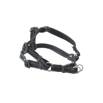 White background with a small BUSTER Reflective Mesh Step-in Harness with grey reflective thread strips.