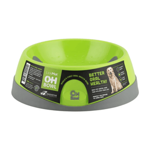 LickiMat Oh Bowl for Dogs green in packaging on white background