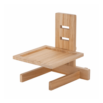 White background with a wooden LickiMat Classic Riser for LickiMats slow feeding mats.