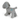 Side view of grey dog dog toy made from soft cord effect fleece material with blue 'PF' stitched on hip, standing on a white background.