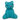 Front facing blue latex teddy bear in a sitting position on a white background.