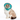 Long haired Tabby point cat wearing a teal clear Elizabethan style recovery collar on a white background.