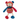 Multi-coloured stripy teddy bear dog toy with stitched eye and mouth details and a blue nose, purply-red and blue ears, arms and feet attached to white rope legs pictured on white background.