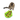 A tabby cat with white paws is interacting with a green leaf-shaped pet toy on a white background. The toy has red ladybug-shaped pieces and small orange treats scattered nearby.