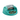A Nina Ottosson teal pet slow feeder bowl with a clear plastic rolling tube and brown kibble food visible inside, shown on a plain white background.