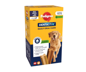 Pedigree Dentastix Daily Large Dog Treats pack of 21 on white background