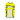 White background showing a High vis dog jacket with reflective strips and black trim which has fastened straps.