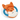 Side view of fox face dog toy made with soft orange fleece with a white fabric chin, smiley face stitch details. Blue rope handles on each side on a white background.