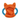Back view of fox face dog toy made with soft orange fleece. Blue rope handles on each side on a white background.