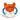 Front view of fox face dog toy made with soft orange fleece with a white fabric chin, smiley face stitch details. Blue rope handles on each side on a white background.