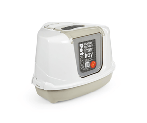 Petface Hooded Corner Cat Litter Tray on white background