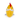 Front view of yellow and red Piranha cat toy with white felt teeth and blue fins on a white background.