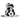 Front view of black and white seal plush dog toy on a white back ground.