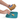 One hand holding a jar of pet safe nut butter and the other hand spooning the butter onto a blue silicone lick mat with two different textures, one with hexagon shapes, the other with small close together ridges pictured on a white background.