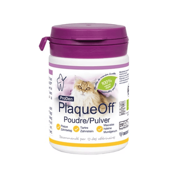 Plaque off powder in bottle with purple lid