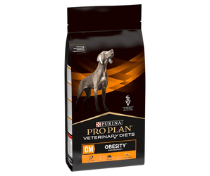 Purina Pro Plan Veterinary Diets OM Obesity Dry Dog Food on white background