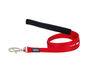 A Red Dingo Classic Red Striped Dog Lead on a white background.