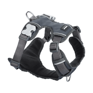 A Red Dingo Padded Cool Grey Dog Harness on a white background