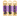 White background with three cat collars backed on cardboard with text 'Rosewood, Cat Collar, Adjustable collar, modern design' The collars are black with reflective cat eyes along the strap in either purple, green or yellow.