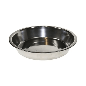 White background with a Rosewood stainless steel puppy pan with shallow sides.