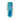 A back view of a blue cylindrical bird rattle roll toy with white-and-blue gingham wings, and a fluffy blue tail, photographed on a white background.