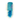 A back view of a blue cylindrical bird rattle roll toy with white-and-blue gingham wings, and a fluffy blue tail, photographed on a white background.